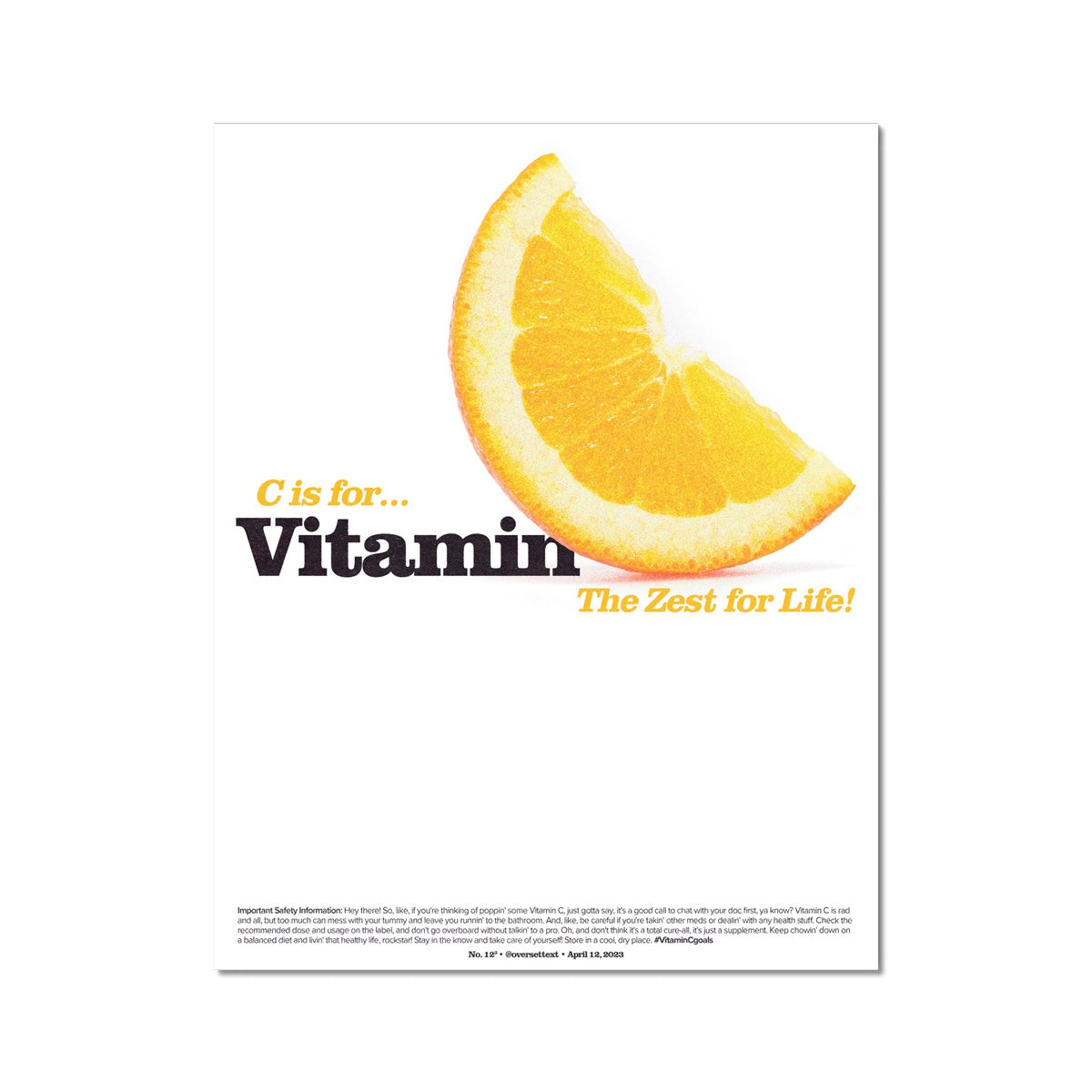 No. 012³ C is for Vitamin C Poster