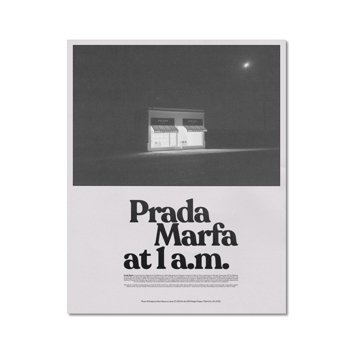 No. 020 Prada Marfa at 1 A.M. Poster